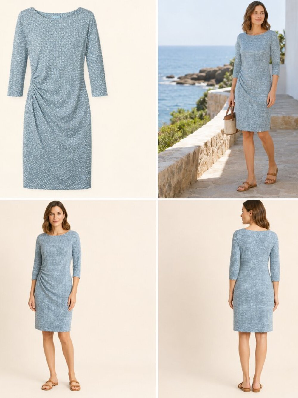 J.McLaughlin Sage Sheath Dress L Blue Resort Beach Travel Office Dinner Cruise